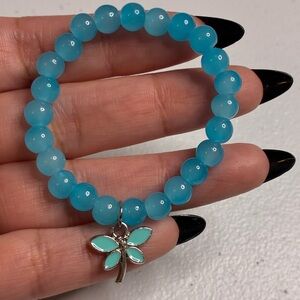 Kids Beaded Bracelet with Dragonfly Charm | Child Size Bracelet | Blue Bracelet